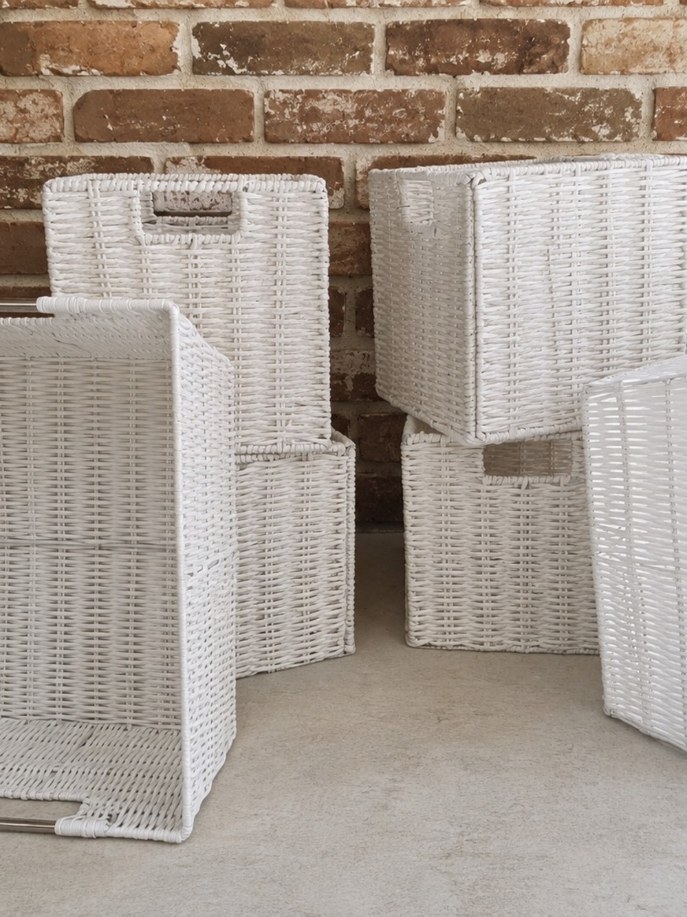 NEW Set of 6 White Wicker Storage Baskets